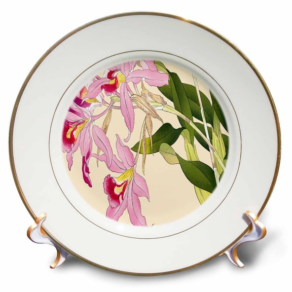 3dRose, Light and Dark Pink Laelia Orchids, 8 inch Porcelain Plate