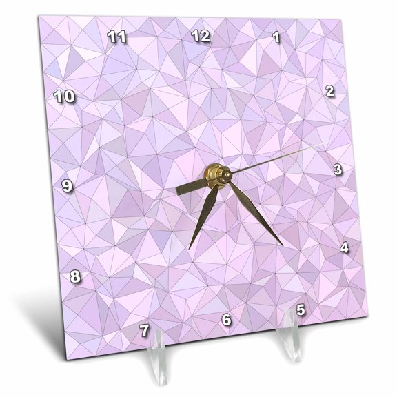 3dRose, Light purple irregular triangle mosaic background, 6x6 Desk Clock