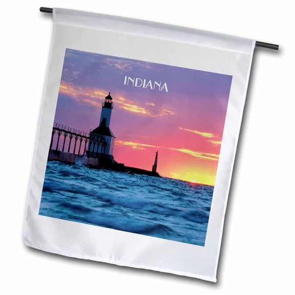 3dRose, Lighthouse At Michigan City Indiana, 12 x 18 inch Garden Flag