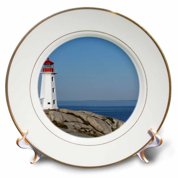 3dRose, Lighthouse, Peggys Cove, Nova Scotia-CN07 KRS0013 - Keith and Rebecca Snell, 8 inch Porcelain Plate