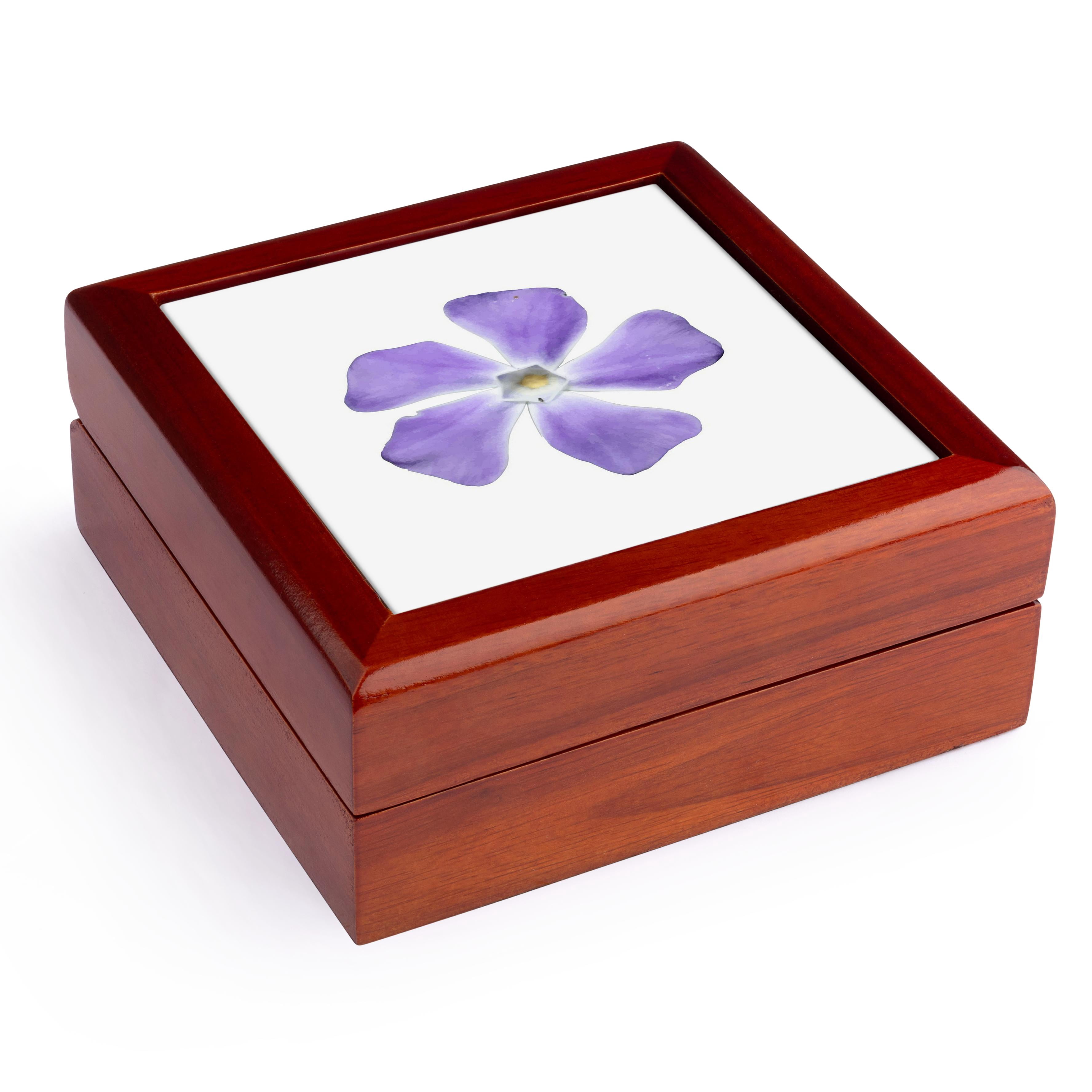 3dRose, Lilac Periwinkle Flower Vector Cut Out, Jewelry Box 5.5x5.5 inch with 4 inch tile