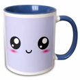 thumbnail image 1 of 3drose, Lilac Purple Cute Smiling Square - Adorable and Kawaii Cartoony Smiling Face - Sweet Happy Cartoon, 15oz Two-tone Blue Mug, 1 of 6