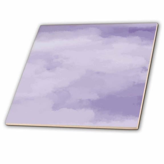 3dRose, Lilac Purple and White Clouds, 4 Inch Ceramic Tile