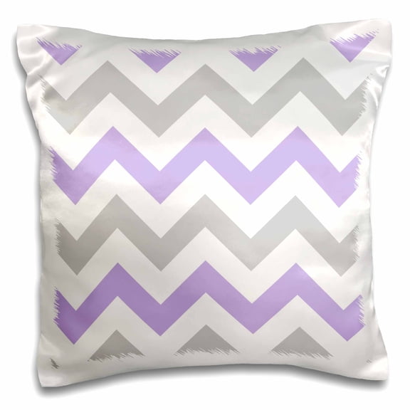 3dRose, Lilac and grey Chevron zig zag pattern gray white purple zigzag stripe, 16x16 inch Pillow Case