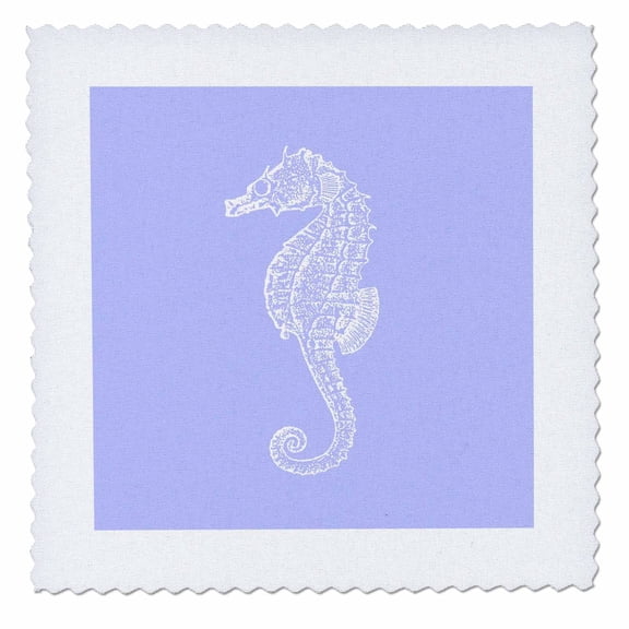 3dRose, Lilac purple Seahorse print. Sea Horse Ocean marine beach aquarium, 12x12 inch quilt square