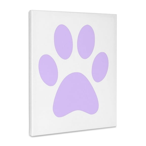 3dRose, Lilac purple paw print on white - girly girls animal pawprint - cute cartoon animal foot footprint, Museum Grade Canvas Wrap 16x20