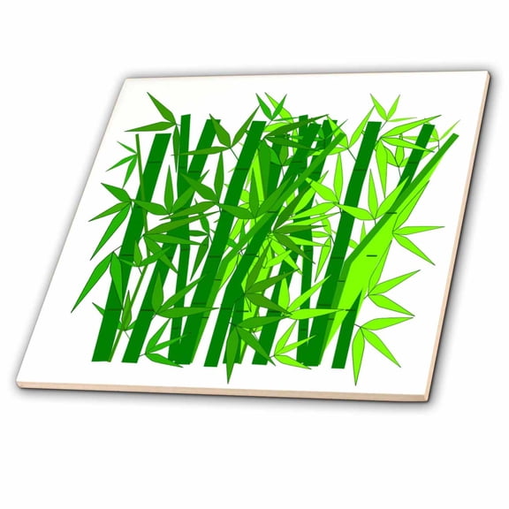 3dRose, Lime n Dark Green Bamboo, 12 Inch Ceramic Tile