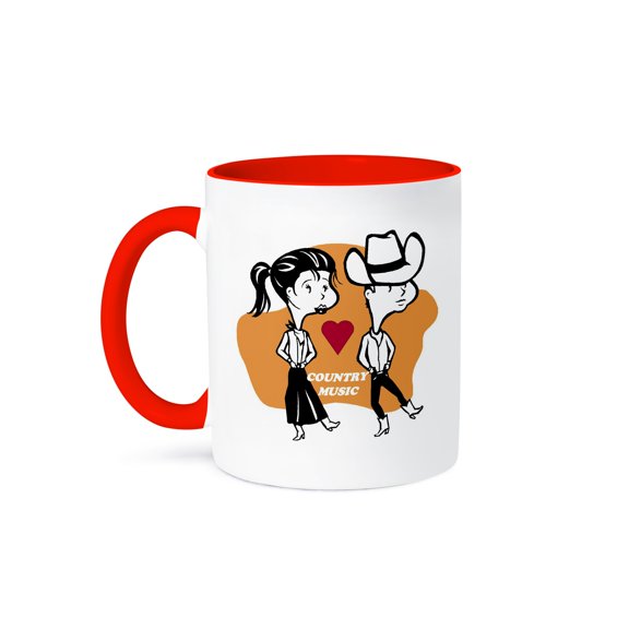 3dRose, Line Dancing Country Style, 15oz Two-Tone Red Mug