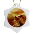 thumbnail image 1 of 3drose, Lion Kings of the Jungle, 3 inch Snowflake Porcelain Ornament, 1 of 7