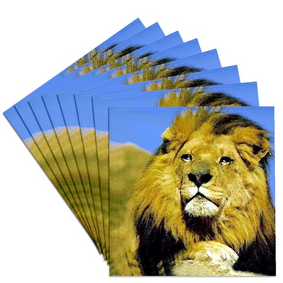 3dRose, Lion, Set of 8 Ceramic Tile Coasters