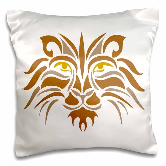 3dRose, Lion Stencil in Brown, 16x16 inch Pillow Case