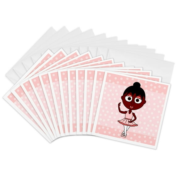 3drose, Little Ballerina – African American Fourth Position, 12 Greeting Cards with Envelopes