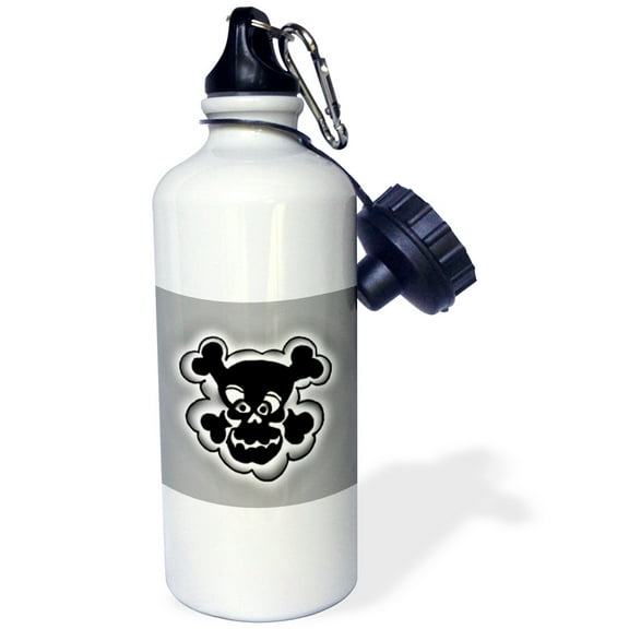 3dRose, Little black skull, Flip Straw 21oz Water Bottle