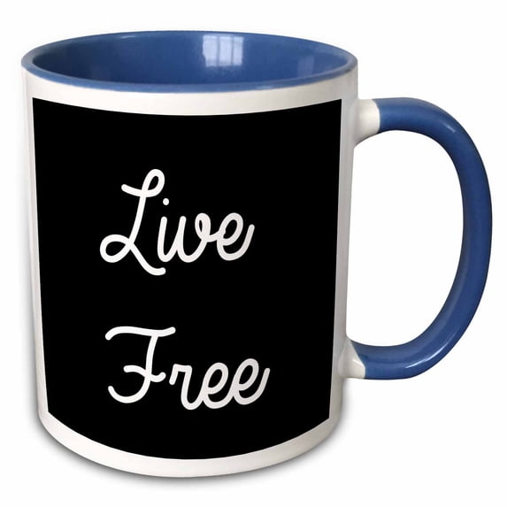 3drose, Live Free, 11oz Two-tone Blue Mug