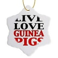 thumbnail image 1 of 3drose, Live Love Guinea Pigs, Red, 3 inch Snowflake Porcelain Ornament, 1 of 7