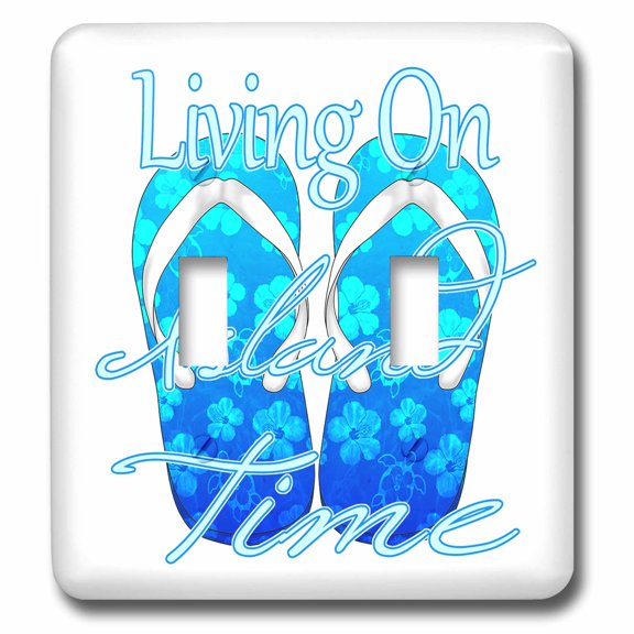 3dRose, Living On Island Time and Hawaiian pattern flip flops., double toggle switch