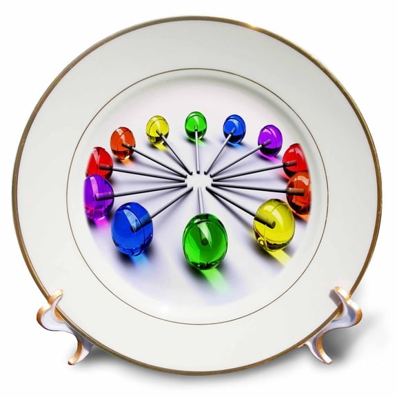 3dRose, Lollipop Clock, 8 inch Porcelain Plate