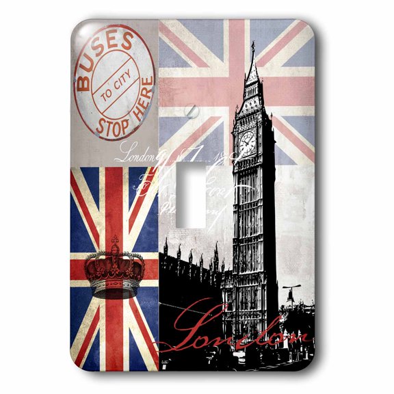 3dRose, London Great Britain Illustration With Union Jack Flag, single toggle switch