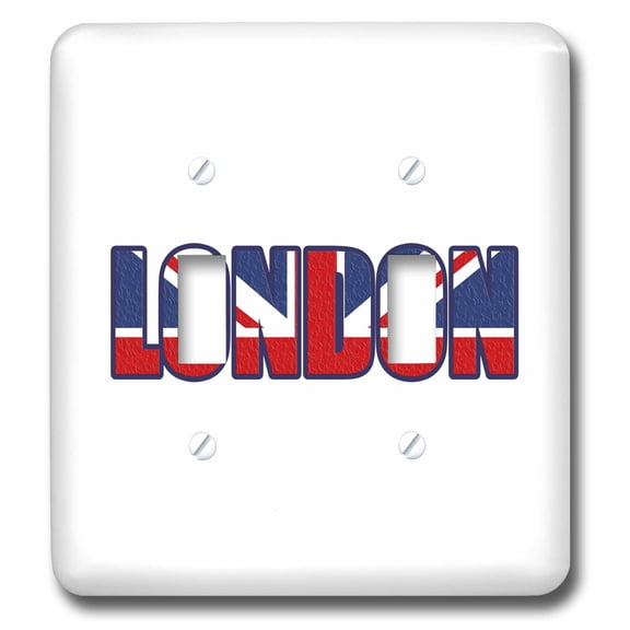 3dRose, London-Patriotic Typography UK Britain England Flag on White, double toggle switch