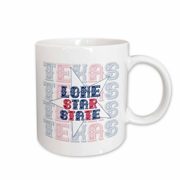 3drose, Lone Star State, Texas Stylish Colorful Text, Patriotic Text Art, 15oz Mug