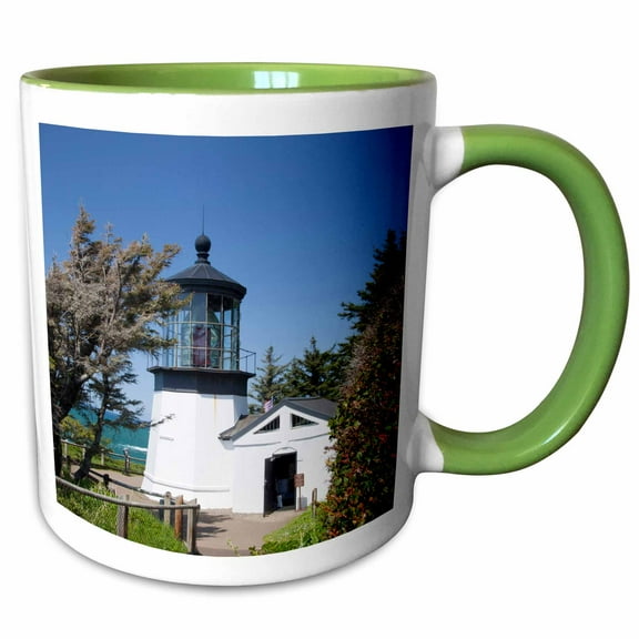 3drose, Lookout, Cape Meares Lighthouse, Oregon, Usa - Us38 Jwi0444 - Jamie and Judy Wild, 11oz Two-tone Green Mug