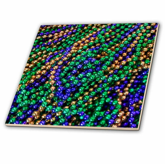 3dRose, Louisiana, New Orleans, Market, Mardi Gras beads - US19 WBI0184 - Walter Bibikow, 8 Inch Ceramic Tile