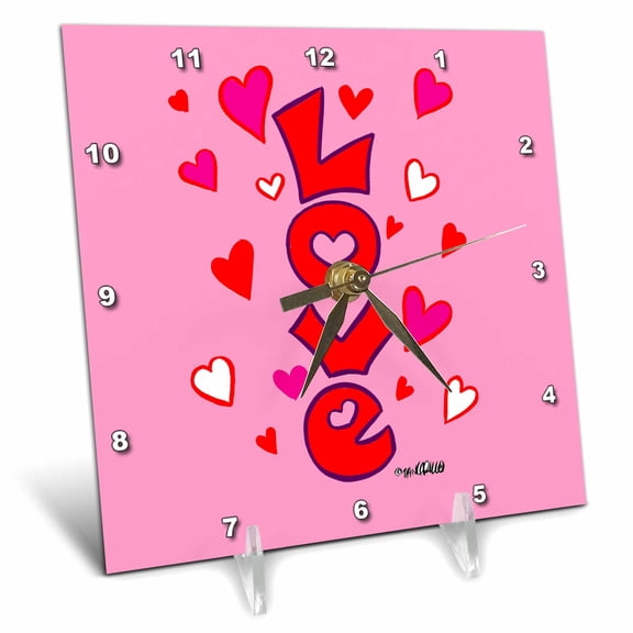 3dRose, Love, 6x6 Desk Clock