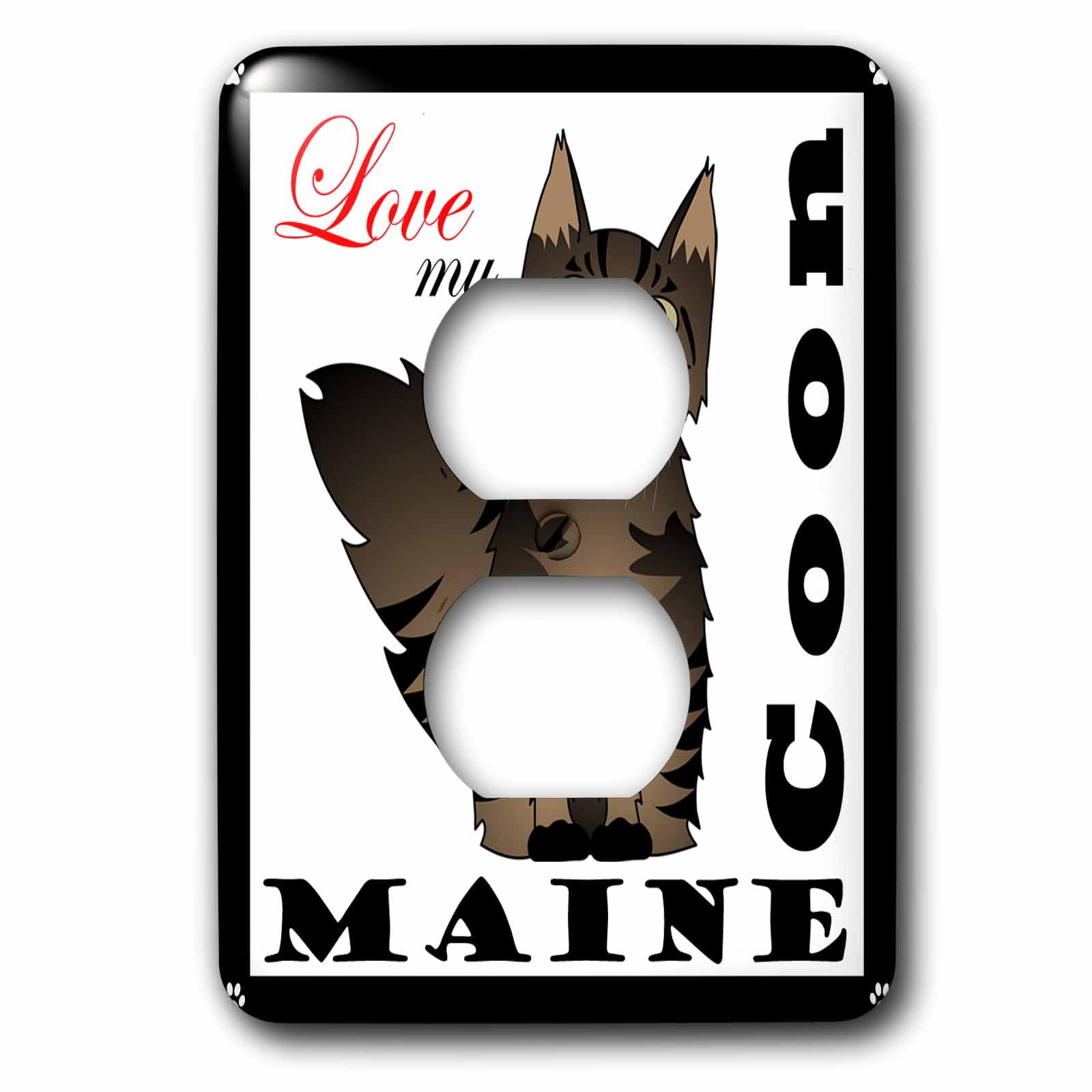 3dRose, Love My Maine Coon Cat - Brown Tabby, 2 plug outlet cover