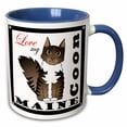 thumbnail image 1 of 3drose, Love My Maine Coon Cat - Brown Tabby with White, 11oz Two-tone Blue Mug, 1 of 6