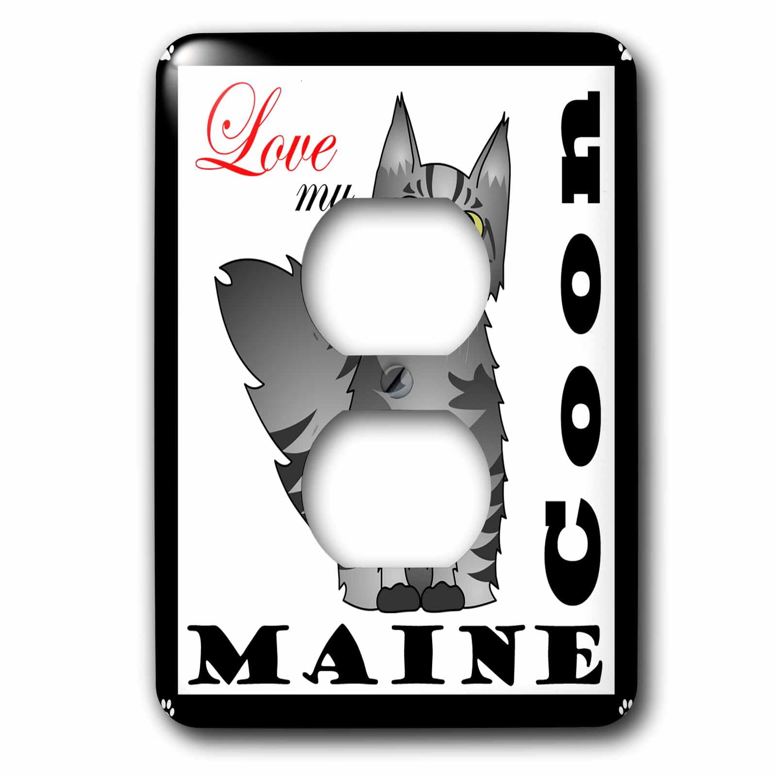 3dRose, Love My Maine Coon Cat - Silver Tabby, 2 plug outlet cover