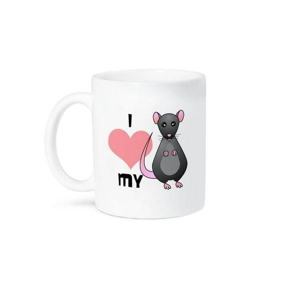 3dRose, Love My Rat Grey, 11oz Mug