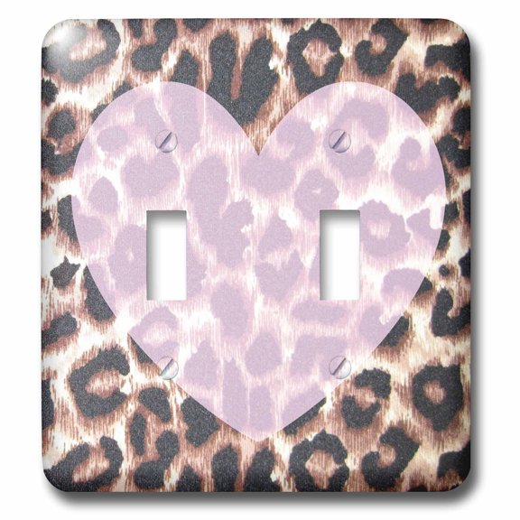 3dRose, Love Pink Heart Leopard Print Animal Prints, double toggle switch