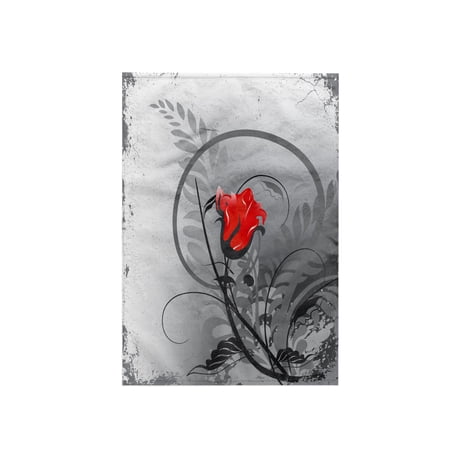 3dRose, Lovely Single Red Rose Bud On Grey Grunge Background, 15x22 Hand Towel
