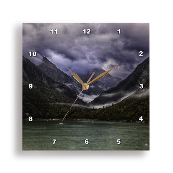 3dRose, Low flying clouds in the valley in Alaska, 15x15 Wall Clock