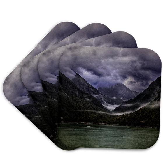 3drose, Low Flying Clouds in the Valley in Alaska, Set of 4 Coasters - Soft