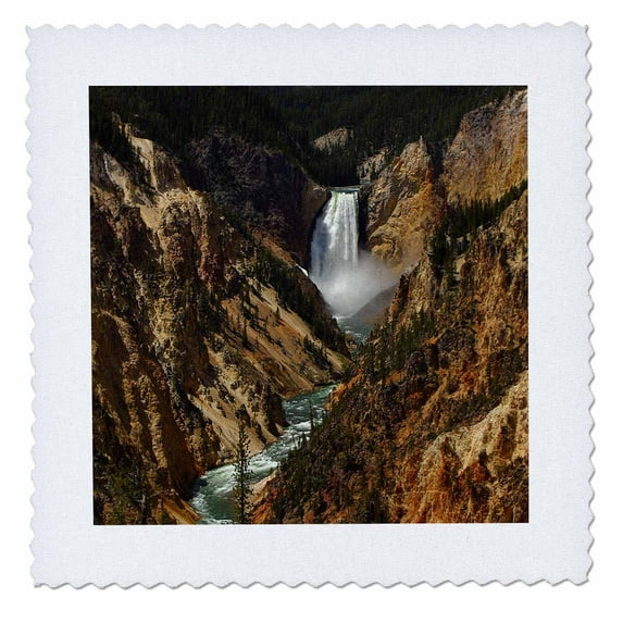 3dRose, Lower Falls Yellowstone National Park, 6x6 inch quilt square