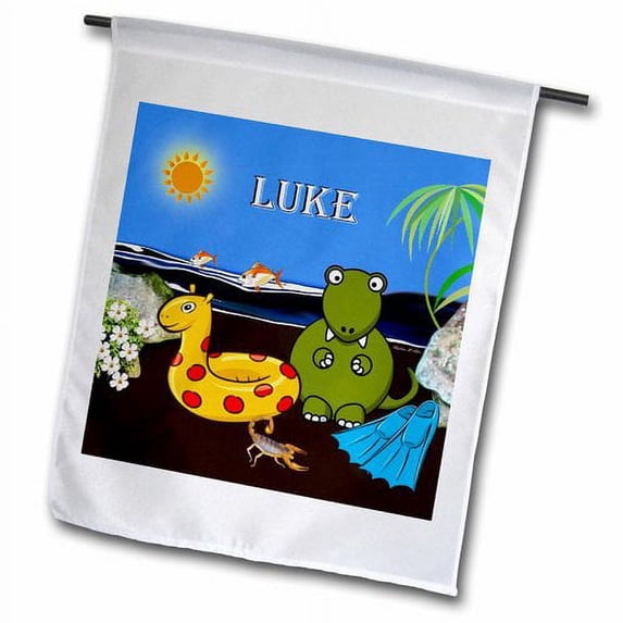 3dRose, Luke - Tyrannosaurus Rex at the Beach , 18 x 27 inch Garden Flag