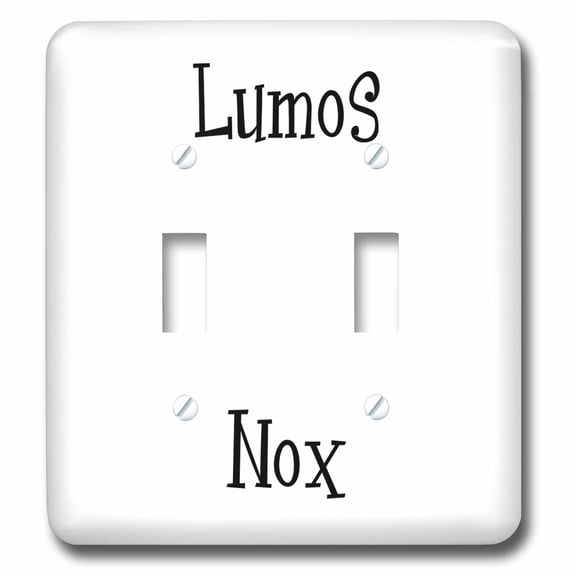 3dRose, Lumos and Nox - meaning light and dark night or darkness - on or off - white with black writing text, double toggle switch