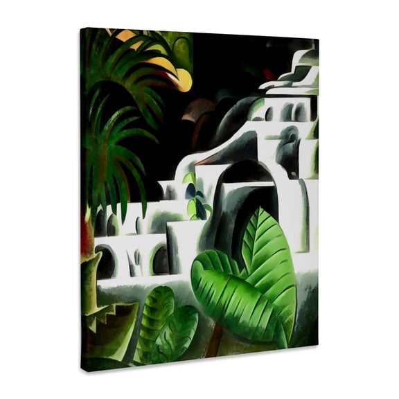 3dRose, Lush Forest Waterfall In Geometric Art Style v1, Museum Grade Canvas Wrap 16x20