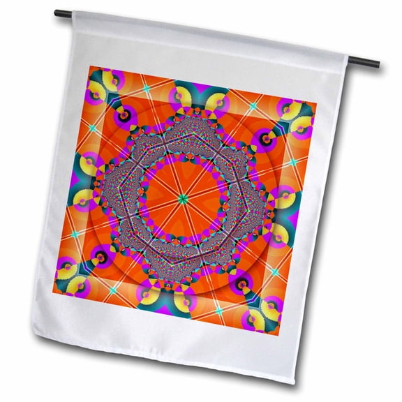 3dRose, MANDALA meditation harmony InnerPeace red purple yellow blue gold zen joy chakra energy glowing , 12 x 18 inch Garden Flag