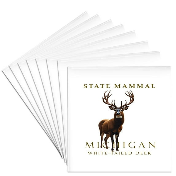 3drose, Michigan White Tailed Deer Design, Set of 8 Ceramic Tile Coasters