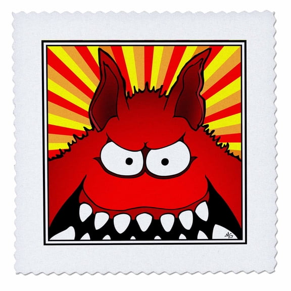 3dRose, MONSTERS monster face 23 framed, 10x10 inch quilt square