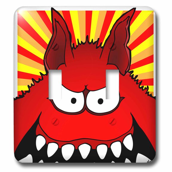 3dRose, MONSTERS monster face 23 on white, double toggle switch