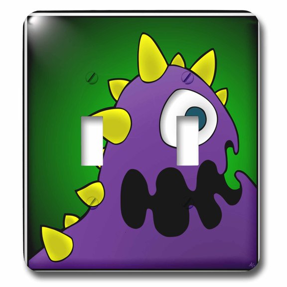3dRose, MONSTERS purple cruncher framed, double toggle switch