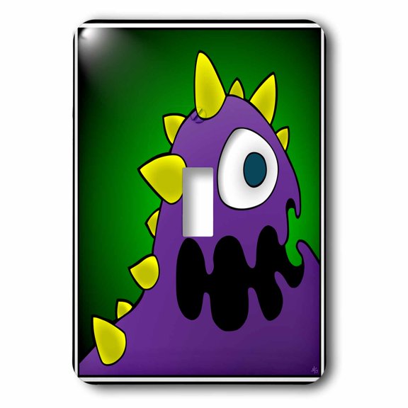 3dRose, MONSTERS purple cruncher framed, single toggle switch