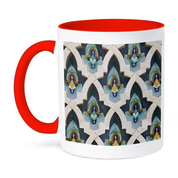 3dRose, MOROCCO, Hassan II Mosque, Islamic Tile Detail-AF29 WBI1801 - Walter Bibikow, 11oz Two-Tone Red Mug