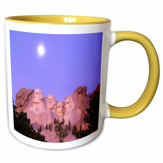 3drose, Mt Rushmore South Dakota, 15oz Two-tone Yellow Mug