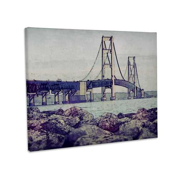 3dRose, Mackinac Bridge - bridge connecting Michigan s Upper and Lower Peninsulas, Museum Grade Canvas Wrap 14x11