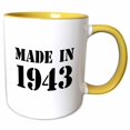 thumbnail image 1 of 3drose, Made in 1943 - Funny Birthday Birth Year Text - Fun Black Bday Stamp with Year You Were Born - Humor, 15oz Two-tone Yellow Mug, 1 of 6