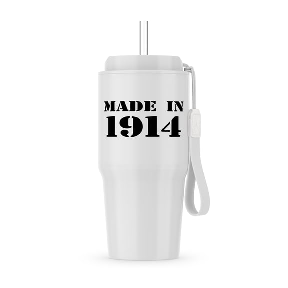 3dRose, Made in 1914 - funny birthday birth year text - fun black bday stamp with year you were born - humor, 20oz Tumbler